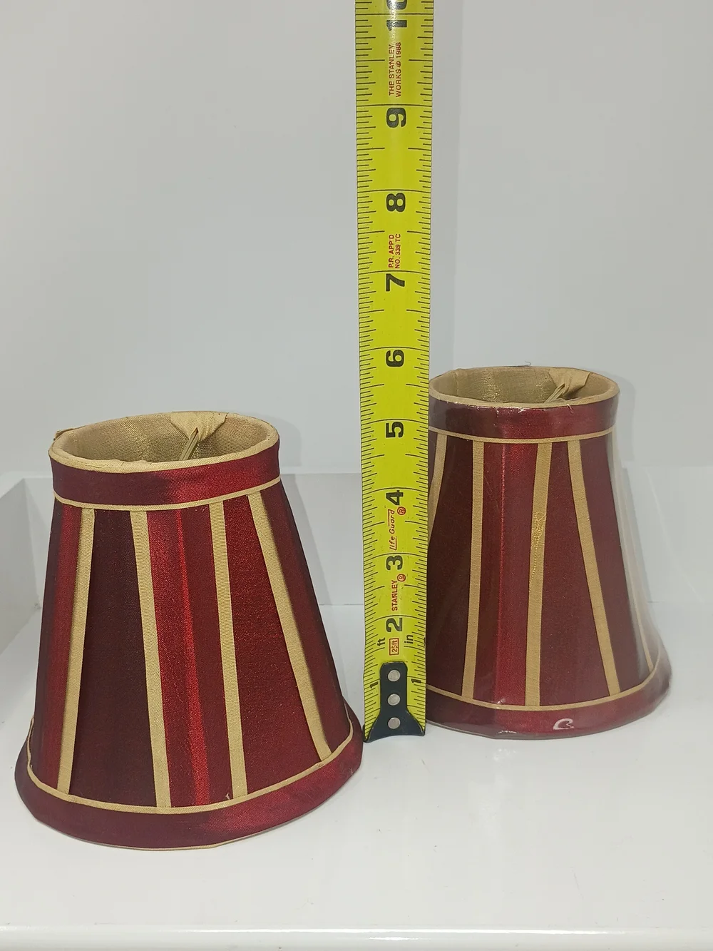 Red and Gold Stripe Table Lamp Shade Pair - Home Accents